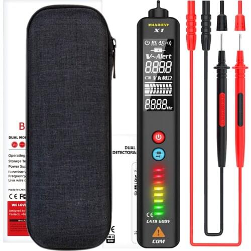MAXRIENY X1 Dual Mode Voltage detector Multimeter Non-contact LCD Smart test pencil Live indicator Electric wiring Tester