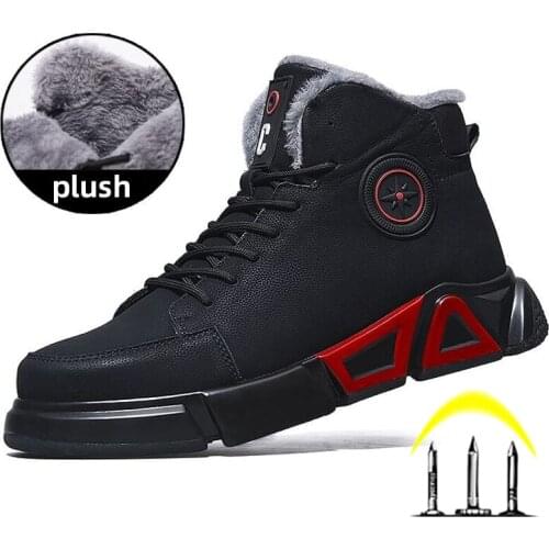 Winter Safety Boots Men Steel Toe Safety Shoes Ankle Leather Work Safety Shoes Puncture-Proof Work Boots Water Proof Men Boots