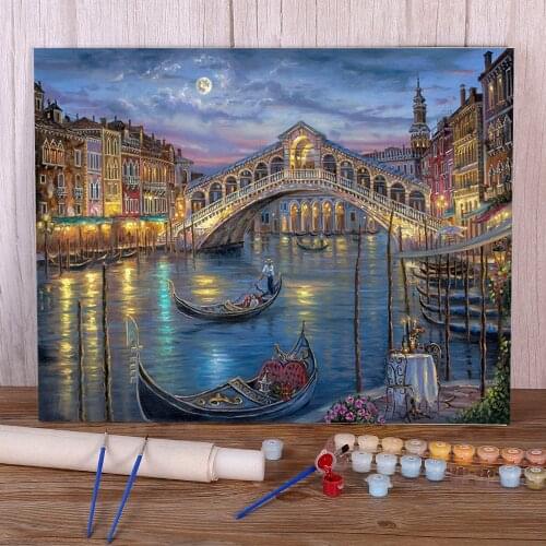 Landscape Night Painting By Numbers Kit Oil Paints 40*50 Paiting By Numbers Home Decoration For Kids Handicraft Wall Handiwork