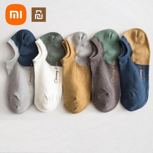 Xiaomi Youpin Mens Summer Fashion Socks Pure Cotton Socks Sweat-absorbent Breathable Deodorant Short Tube Socks 5 pairs Per Set