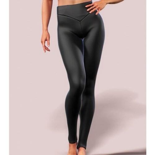 New Fashion Women Ladies Autumn Winter Casual Skinny Pencil Pants Shiny Leather High Waist Leggings Trousers