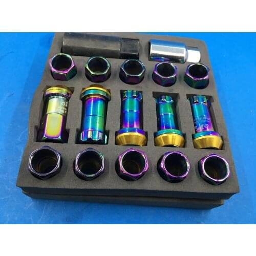 NPROJECT KICS KYO-EI COMPOSIT@E R 40 EXTENDED LUG NUTS W/LOCKS 12X1.5 NEO-CHROME