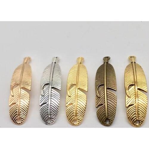 Wholesale 15pcs feather pendants fit DIY handmade necklace bracelet charms Jewelry Making