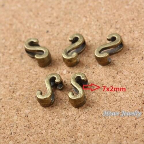 Wholesale 150 pcs Vintage Charms Letter S Antique bronze Fit Leather leather slide rope bracelet jewelry production 10081