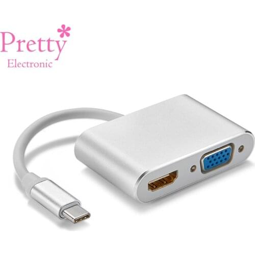 Type-C to HDMI 4K Adapter VGA Dual Interface High Quality 1080P HD VGA Interface Windows Linux Android Cable Data Converter