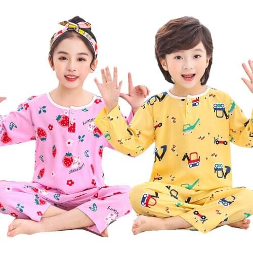 Girls Pajamas Set Summer Homewear Teenage Sleepwear Soft Cute Pijamas Boys Pyjamas For Kids Childrens Day Gift Baby Night Suits