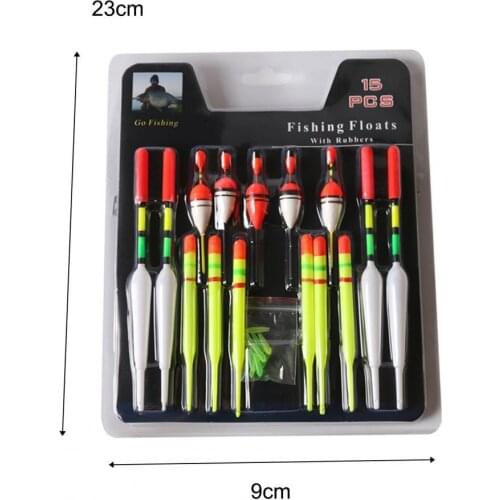 15 pcs/set of plastic fishing floats strong buoyancy fishing floats bright light vertical buoys sea fishing and fishing supplies