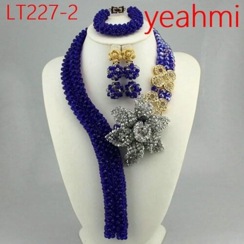 Handmade Luxury African beads jewelry sets indian beaded nigerian wedding bridal beads necklace dubai jewelry sets LT227-2