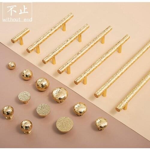 Furniture handles Nordic Hammered Brass golden T-handle cabinet door light luxury simple furniture drawer door handle