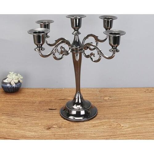 Candelabro de pilar de Metal plateado/dorado/bronce/negro de 3 brazos velas de decoración de boda, candelabro de decoración del