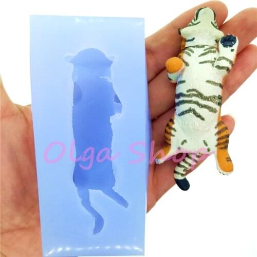 DYL823 79.4mm X 33.2mm Sleeping Tiger Silicone Mold Fondant Cake Decoration Candy Resin Clay Earrings Necklace Craft Soap Candle