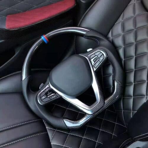 OEM Cuatomized Real Carbon Fiber Sports Steering Wheel Leather compatible for BMW 3 Series 2017-2021 G28 G20 with Paddle Shift