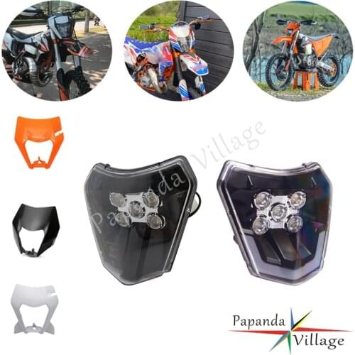 Universal Motocross Dual Sport Dirt Bike LED Headlight Headlamp Mask Fairing E8 LED Lighting for EXC XCF SX-F XC-W 125-690