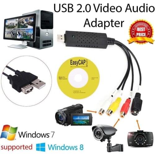 USB2.0 Easycap Video Capture Card Audio Video Adapter TV DVR DVD VHS for Windows 10/8/7/XP