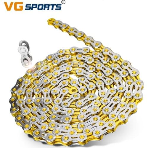VG Sports 8 9 10 11 Speed Velocidade Bicycle Chain 8s 9s 10s 11s Half Hollow MTB Mountain Road Bike Chains Bike Part 116 Links