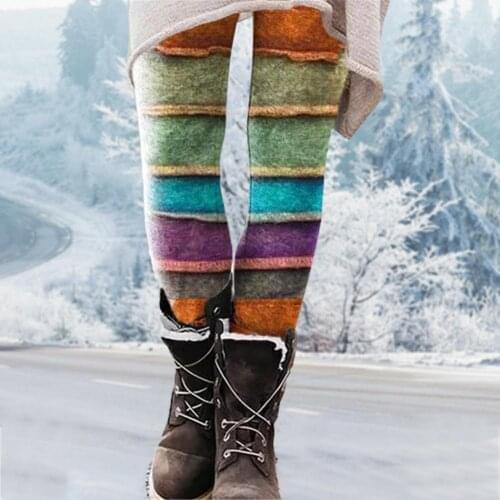 2021 Spring Leggings Women Stripes Print Elastic High Waist Legging Breathable Slim Pants Cool Leggings