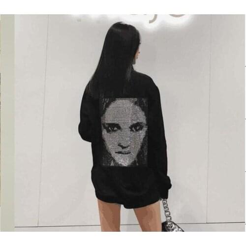 Hoodies Women Winter Hoodie Top winter Girl Clothing Rhinestone Oversized Top Hoodies sweatshirt