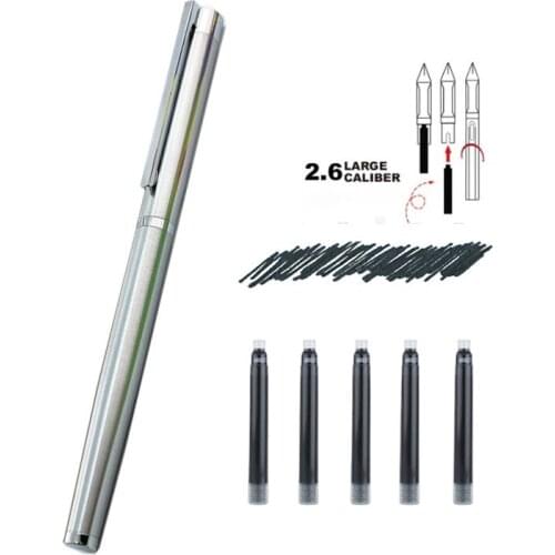 0.38mm Nib Luxury Silver Plating Fountain Pen High Quality Standard Type Ink Pen Writing Office School Stationery Supplies