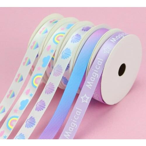 1 set Colorful Printed Grosgrain Ribbon for Diy Craft Bow Hair Wear Gift Box Flowers Packaging Decor Clothes Sewing Accessories