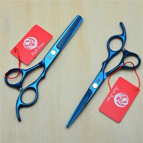 1005Z 5.5'' 16cm Purple Dragon Blue Color Best Hairdressing Scissors Cutting Scissors Thinning Shears professional Hair Scissors