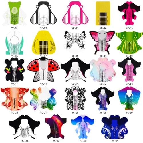 100PCS Nail Paper Holder French Nail Phototherapy Extension Nail Tool Manicure Butterfly Rectangular Paper Holder
