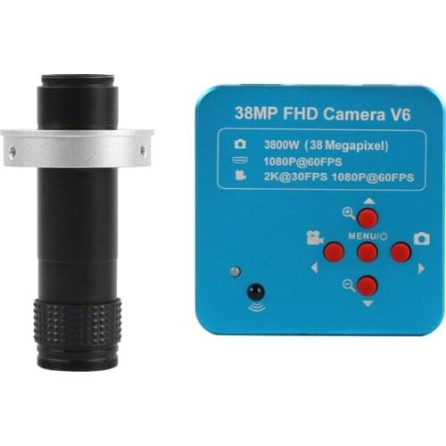 1080P 2K 38MP HDMI USB Industrial Electronic Digital Video Microscope Camera 130X High Work Distance Big View Zoom C mount Lens