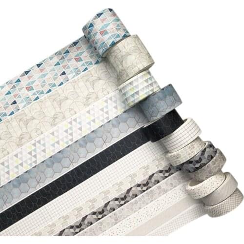 12 Rolls Geometric Pattern Washi Tape Masking Tape Decorative Adhesive Tape Sticker Scrapbooking Diary Stationery Supply