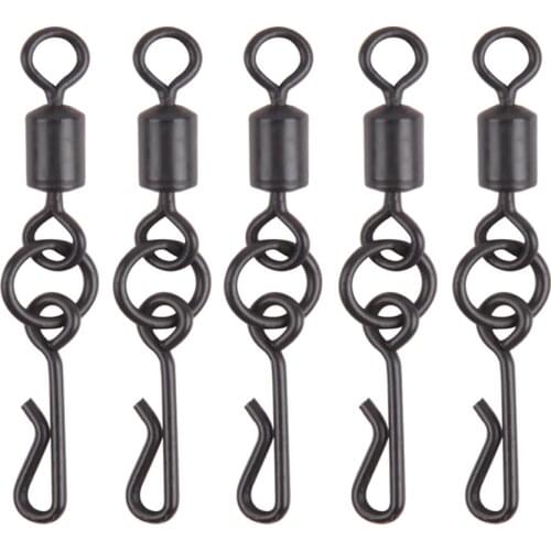 200Pcs Carp Fishing Swivel With Quick Change Snap Matte Black Fishing Rigs For Carp Fishing Accessories Connector Tackle