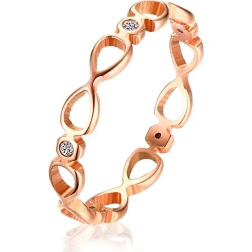 3.2MM stainless steel CZ stone geometry hollow ring female romantic jewelry anel Anillos Mujer party Gift Wedding ring