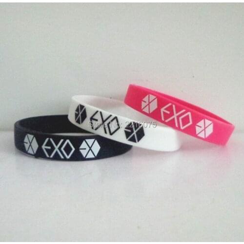 300pcs 3 colours K-POP EXO wristband silicone bracelets free shipping by DHL express