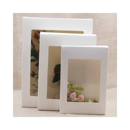 50pcs White Black Kraft Paper Box with Window Handmade Soap Box Jewelry Cookies Gift Candy Box Wedding Party Decoration