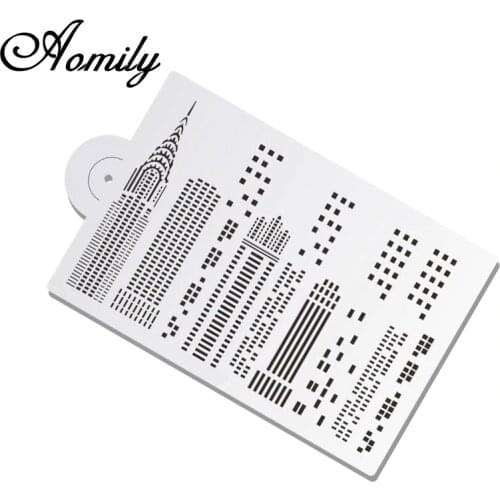 Aomily Plastic High Buildings Cake Stencil Airbrush Painting Art Mold Cookies Fondant Molds DIY Cake Mousse Brim Decorating Tool