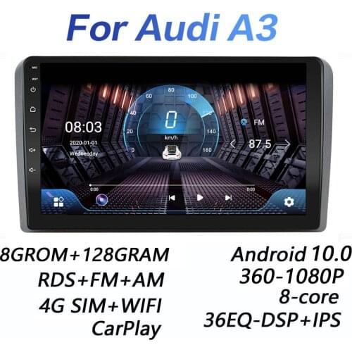4G+64G DSP 2 din Android 9.0 4G NET Car Radio Multimedia Video Player for Audi A3 8P 2003-2012 S3 2006-2012 RS3 Sportback 2011