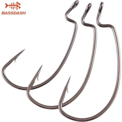 Bassdash EWG Worm Hooks Baitholder Hooks 1/0 4/0 3/0 2/0 for Bass Trout Walleye Panfish Catfish Fishing 30 piece