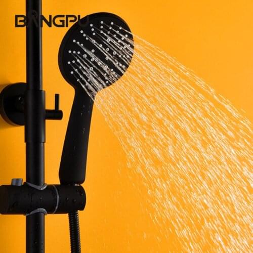 BANGPU Matter Black Hand Shower ABS Plastic Shower Head Multifunction High Pressure Handheld Shower Water Saving Shower Head