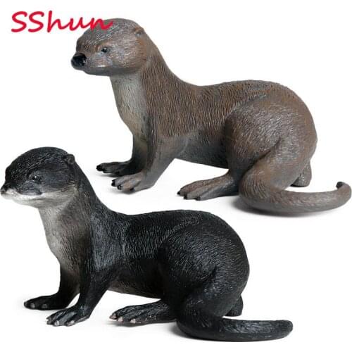 15*10*8.5cm Childrens Cognitive Simulation Marine Animal Toy Model Otter Fish Cat Underwater Creature Model Doll Decoration