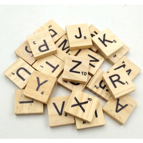 Kids DIY 100PC/Lot Mixed Letter Alphabet Number Wooden Beads Square Letter Wood Beads Fit DIY Natural Wooden Toys Beads 18*20mm
