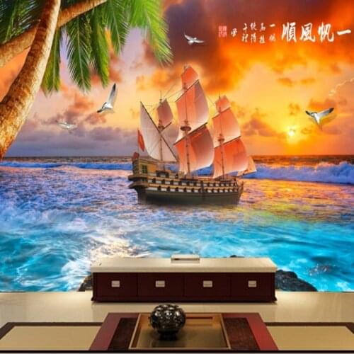 Dropshipping Colomac custom mural wallpaper for bedroom walls Beautiful Sunset Seascape 3d photo wallpaper papier peint mural 3d
