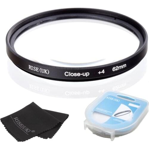 HOT SALE RISE(UK) 62mm Close-Up +4 Macro Lens Filter for Nikon Canon SLR DSLR Camera + filter case + gift