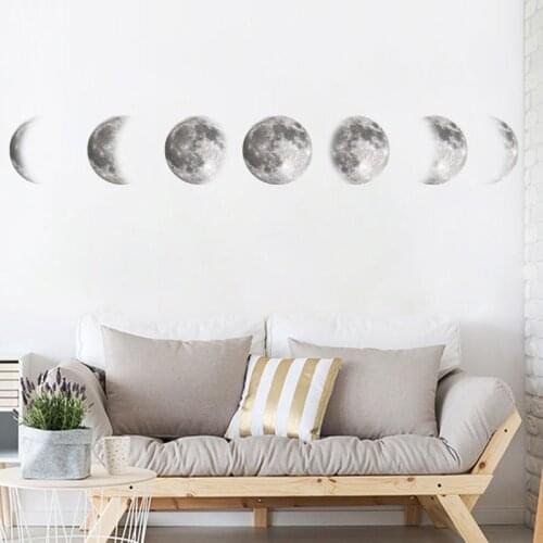 Creative Wall Stickers Color Moon Phase Map Space Moon Wall Sticker Home Decor Living Room Wall Window Decoration
