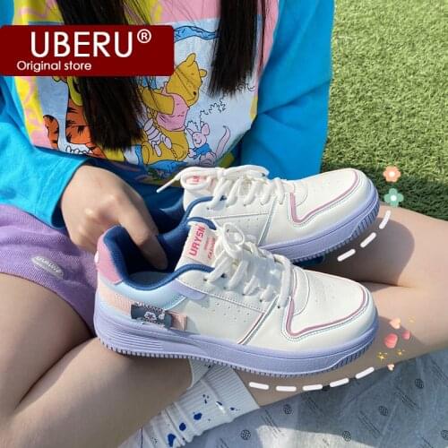 Ladies casual fashion sneakers breathable thick-soled autumn shoes chaussures cherry pink low-top shoes flat vulcanized shoes