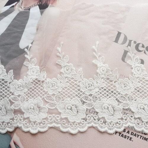 19CM Width Beautiful Cotton Thread Embroidered Lace Fabric Lace Trim DIY Craft Doll clothes