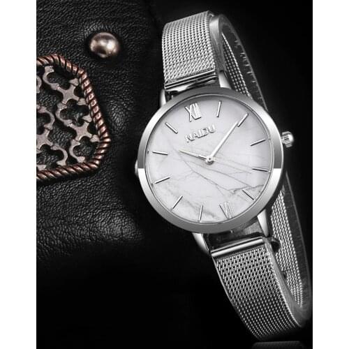 Fashion Silver Mesh Band Creative Marble Watch Women Minimalist Watches Womens Watches Simple Ladies Watch Clock Reloj Mujer