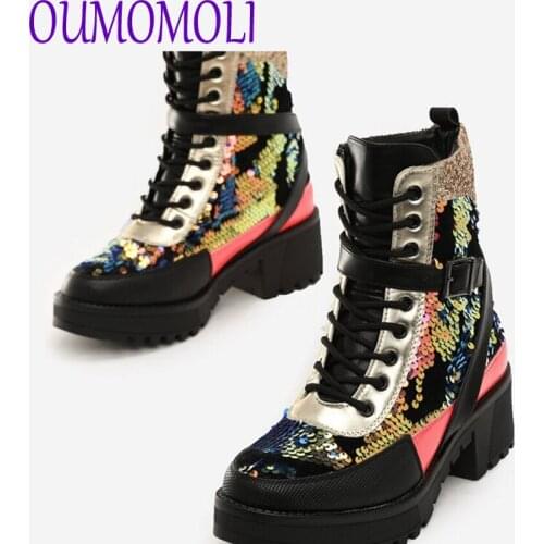 2020 fashion new High Top Women Frenulum Bling Rubber Sole party chunky Shoes Winter patchwork Boots Plush Fur V274