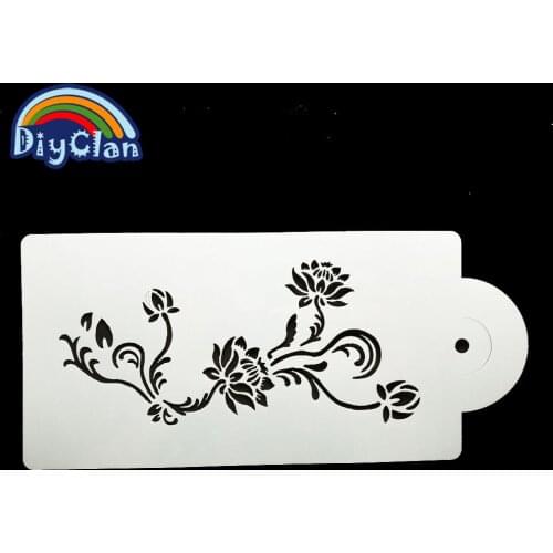 New Style Lotus Flower Design Stencil for Wedding Cake Fondant Decorating Tools plastic stencil for diy scrapbooking P0116