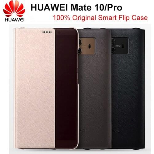 Original 100% Official HUAWEI Mate 10 Pro Case Mirror Smart View Window Leather Flip Cover Huawei Mate 10 Case Protection Cover