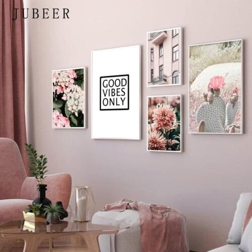 Scandinavian Style Poster Flower Paintings on The Wall Pink Wall Art Canvas Painting Petal Pictures Living Room Decoration