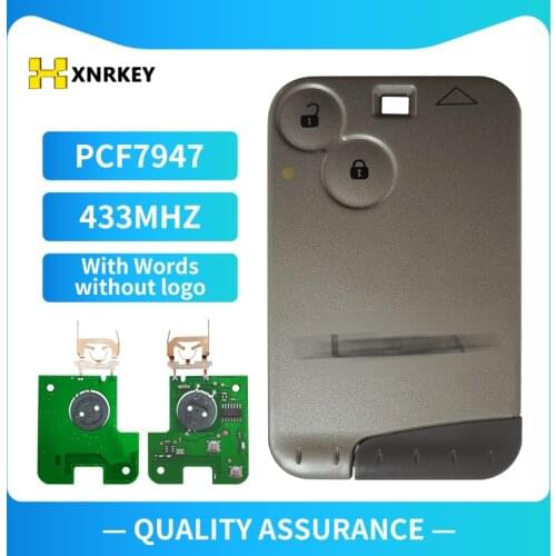 XNRKEY 2 Button 433MHZ pcf7947 chip remote card for Renault Laguna with grey blade without logo