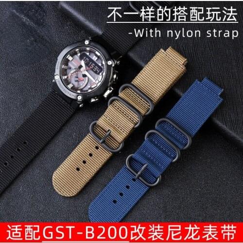 For Casio G-SHOCK Watch Strap 5608 GST-B200 Outdoor Nylon Watchband Light Weight Watch Band16mm