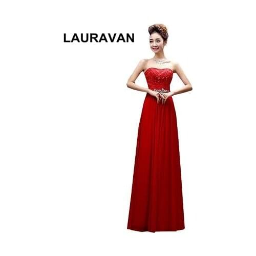 Robe de mariage red long chiffon strapless bridesmaid dress womans ball dresses for bridesmaids special occasions gown